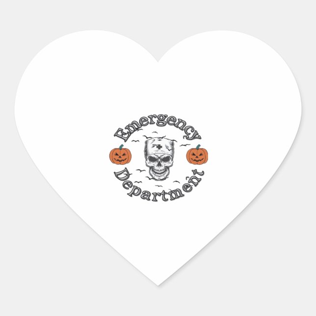 Emergency Departement Room Er Nurse Skeleton Hallo Heart Sticker (Front)