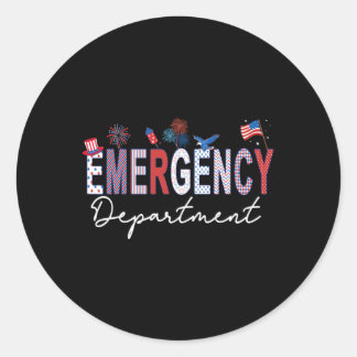 Emergency Department 4th Of July Usa Emergency Roo Classic Round Sticker