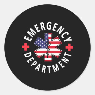 Emergency Department 4th Of July Usa Emergency Roo Classic Round Sticker