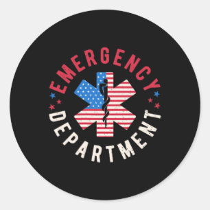 Emergency Department 4th Of July Usa Emergency Roo Classic Round Sticker