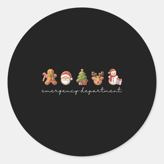 Emergency Department Christmas Ed Tech Nurse Merry Classic Round Sticker (Front)