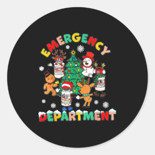 Emergency Department Christmas Santa Er Crew Nurse Classic Round Sticker
