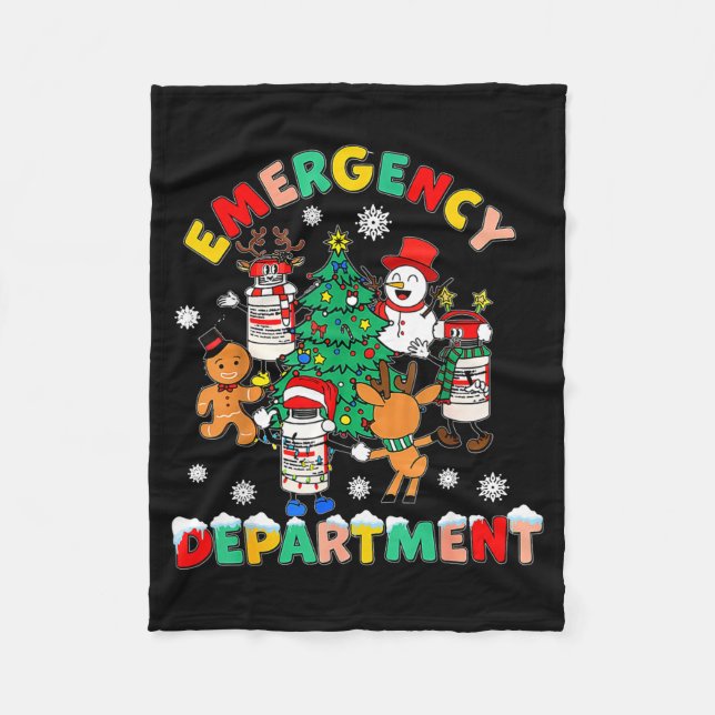 Emergency Department Christmas Santa Er Crew Nurse Fleece Blanket (Front)