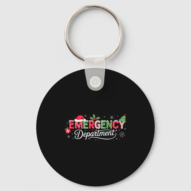 Emergency Department Christmas Santa Er  Key Ring (Front)