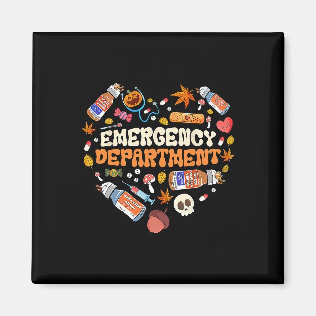 Emergency Department Er Nurse Heart Fall Autumn Se Magnet (Front)