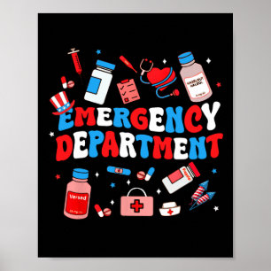 Emergency Department Er Nurse Usa Flag Patriotic 4 Poster