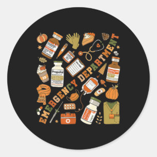 Emergency Department Fall Halloween Er Nurse Emerg Classic Round Sticker