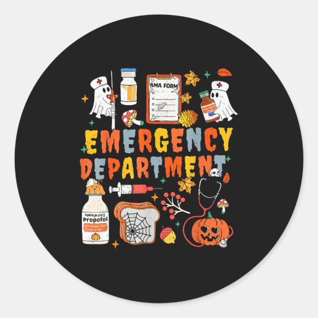 Emergency Department Funny Er Nurse Halloween Soky Classic Round Sticker (Front)