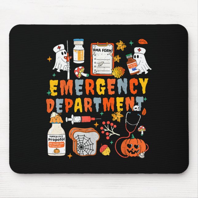 Emergency Department Funny Er Nurse Halloween Soky Mouse Mat (Front)