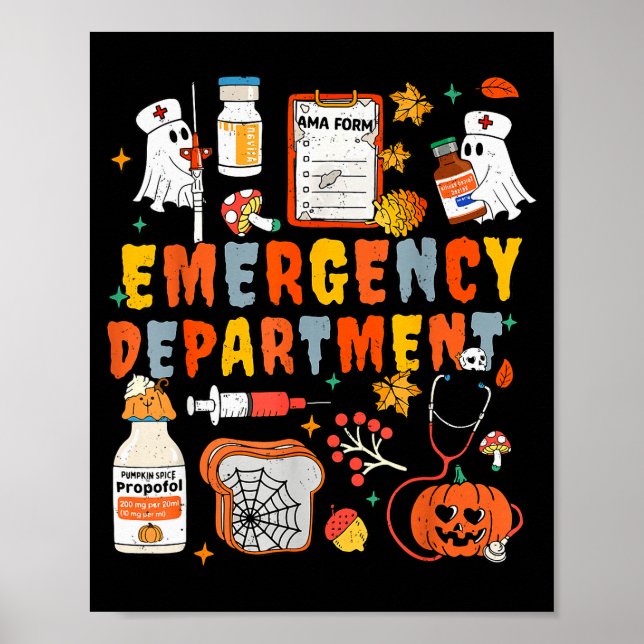 Emergency Department Funny Er Nurse Halloween Soky Poster (Front)