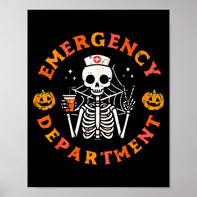 Emergency Department Funny Halloween Er Nurse Wome Poster (Front)