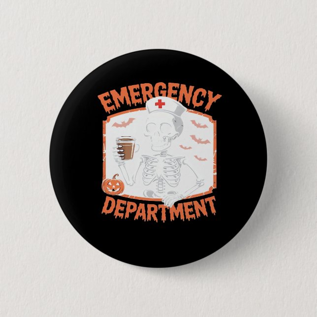 Emergency Department Funny Halloween Nurse Essenti 6 Cm Round Badge (Front)