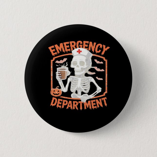 Emergency Department Funny Halloween Nurse Essenti 6 Cm Round Badge (Front)