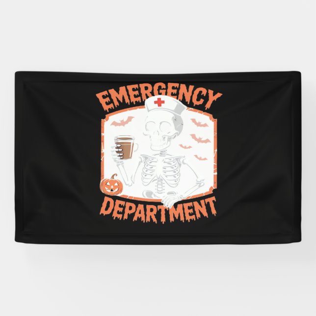 Emergency Department Funny Halloween Nurse Essenti Banner (Horizontal)