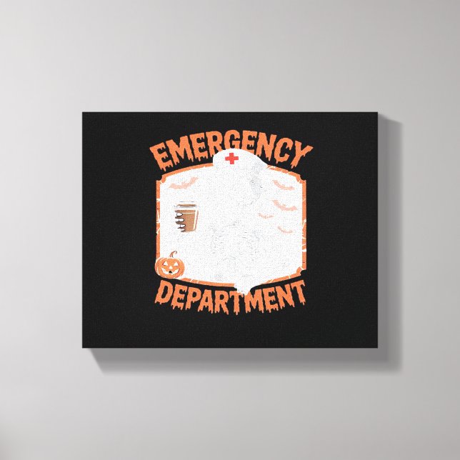 Emergency Department Funny Halloween Nurse Essenti Canvas Print (Front)