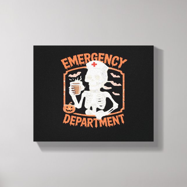 Emergency Department Funny Halloween Nurse Essenti Canvas Print (Front)