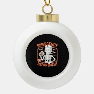 Emergency Department Funny Halloween Nurse Essenti Ceramic Ball Christmas Ornament