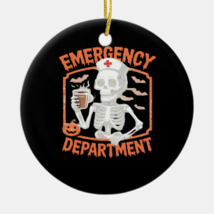Emergency Department Funny Halloween Nurse Essenti Ceramic Tree Decoration