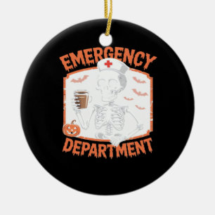 Emergency Department Funny Halloween Nurse Essenti Ceramic Tree Decoration