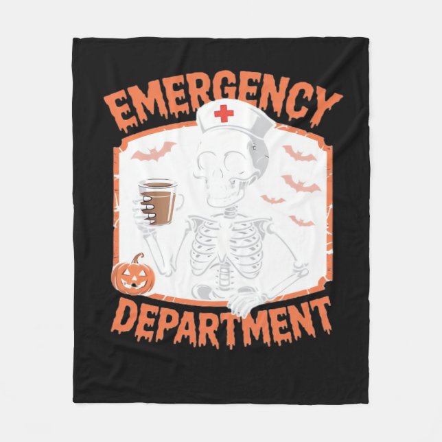 Emergency Department Funny Halloween Nurse Essenti Fleece Blanket (Front)