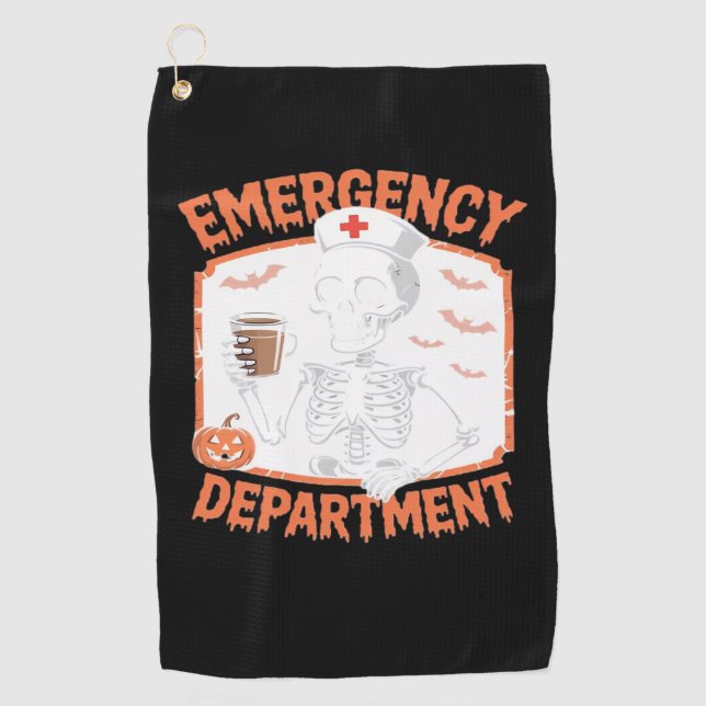 Emergency Department Funny Halloween Nurse Essenti Golf Towel (Front)