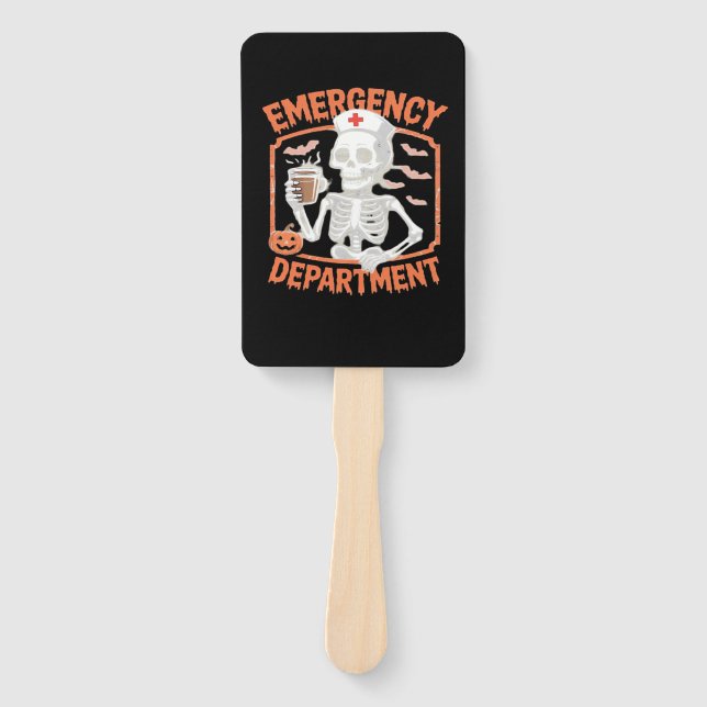 Emergency Department Funny Halloween Nurse Essenti Hand Fan (Front)
