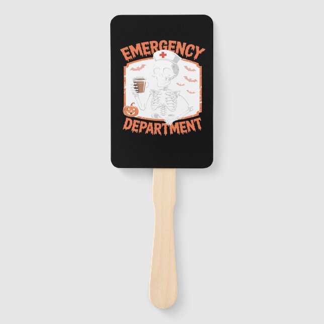 Emergency Department Funny Halloween Nurse Essenti Hand Fan (Front)