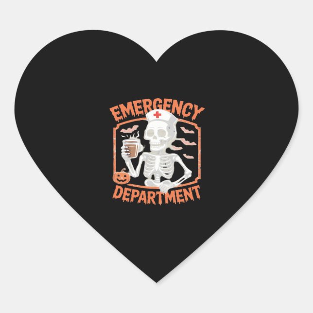 Emergency Department Funny Halloween Nurse Essenti Heart Sticker (Front)