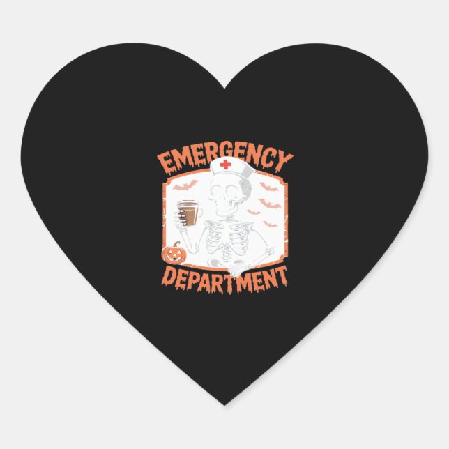 Emergency Department Funny Halloween Nurse Essenti Heart Sticker (Front)
