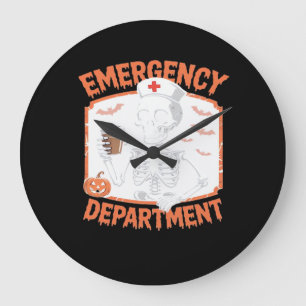 Emergency Department Funny Halloween Nurse Essenti Large Clock
