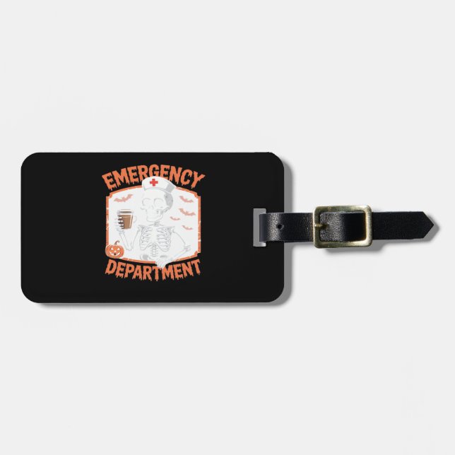 Emergency Department Funny Halloween Nurse Essenti Luggage Tag (Front Horizontal)