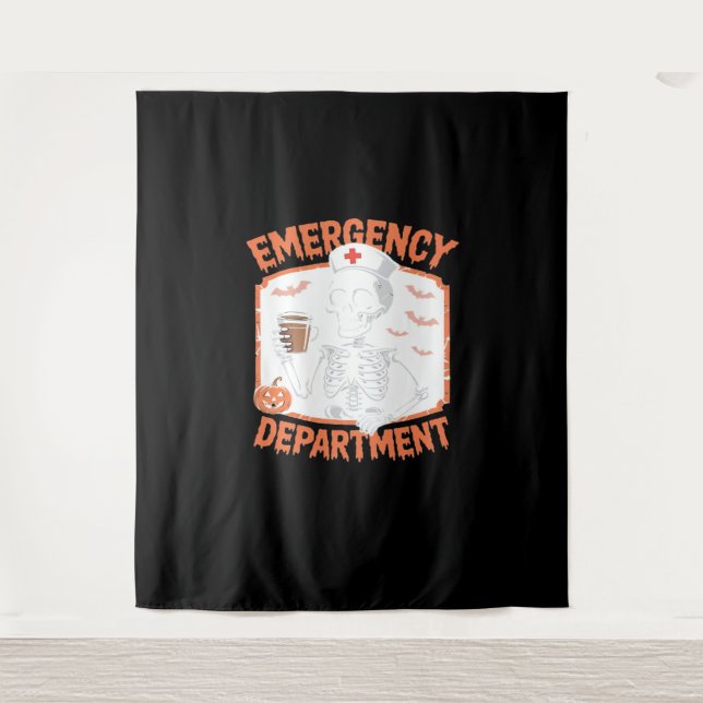 Emergency Department Funny Halloween Nurse Essenti Tapestry (Front)