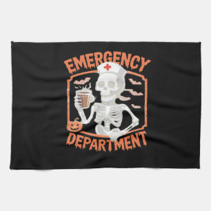 Emergency Department Funny Halloween Nurse Essenti Tea Towel