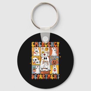 Emergency Department Halloween Cute Pumpkin Ghost Key Ring
