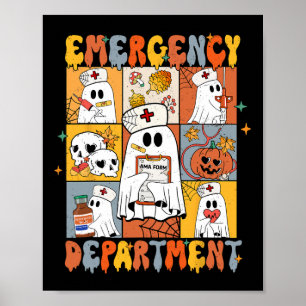 Emergency Department Halloween Cute Pumpkin Ghost Poster