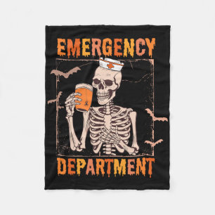 Emergency Department Halloween Nurse Emergency Roo Fleece Blanket