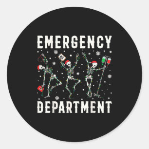 Emergency Department Nurse Skeleton Dancing Christ Classic Round Sticker