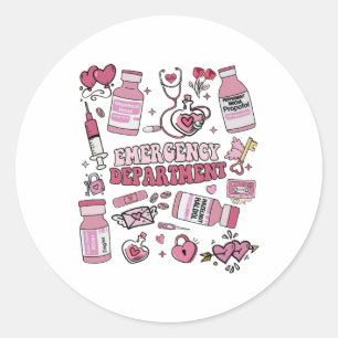 Emergency Department Nurse Valentine Er Nurse Ed N Classic Round Sticker