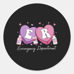 Emergency Department Nurse Valentines Candy Er Ed Classic Round Sticker