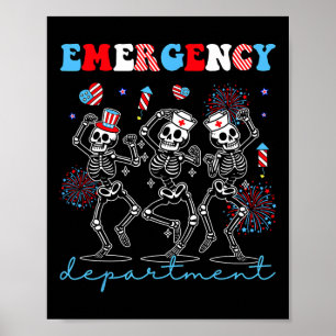 Emergency Department Skeleton Dancing Er Nurse 4th Poster