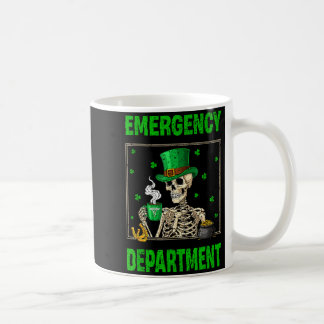 Emergency department skeleton nurse patrick's day coffee mug