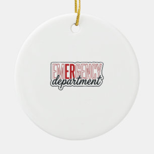 Emergency Department Typography Shirt Design_1 Ceramic Tree Decoration