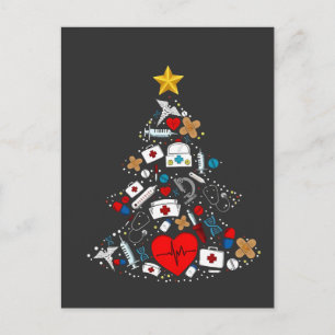 Emergency Department Xmas Tree Nurse Invitation Postcard