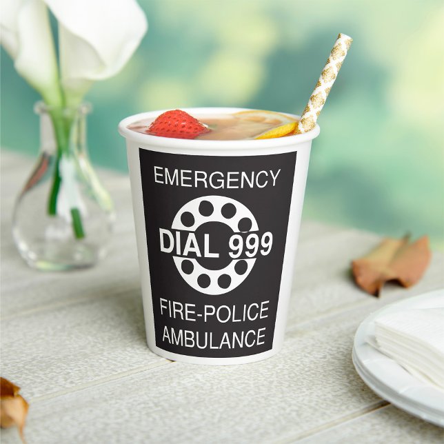 Emergency Dial 999 Sign Fire Police Ambulance  Paper Cups (Creator Uploaded)