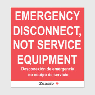 Emergency Disconnect Label with Spanish Subtitles