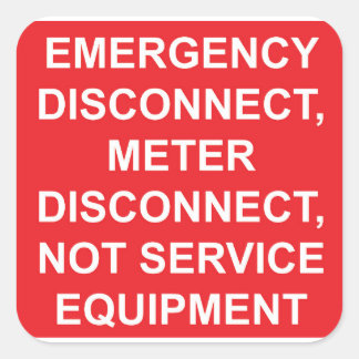 Emergency Disconnect Metre Disconnect Label