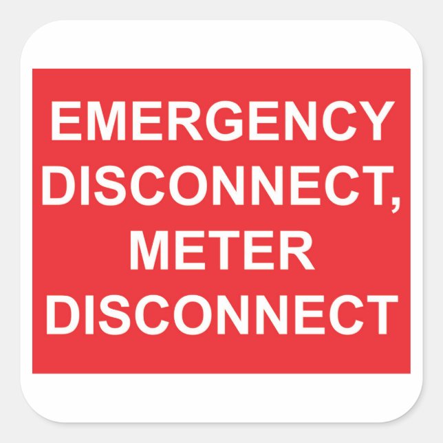 Emergency Disconnect Metre Disconnect Sticker (Front)