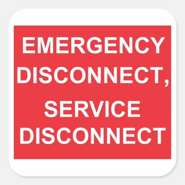 Emergency Disconnect, Service Disconnect Stickers (Front)