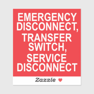 EMERGENCY DISCONNECT, TRANSFER SWITCH label