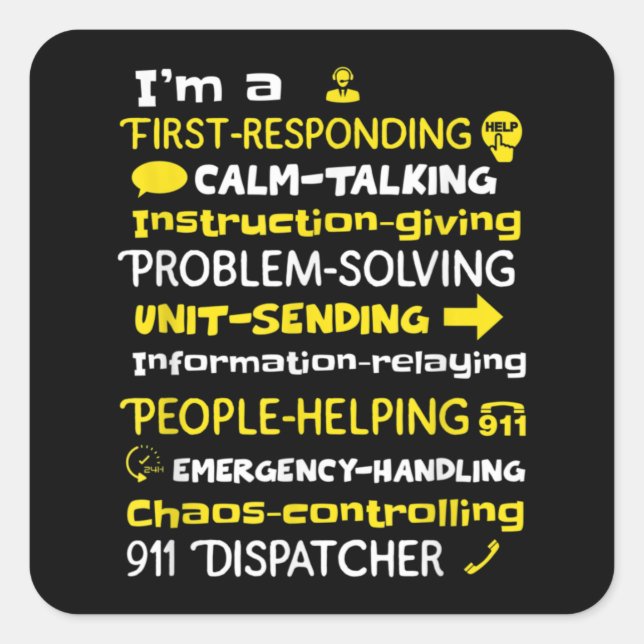 Emergency Dispatcher - Thin Yellow Line Dispatcher Square Sticker (Front)